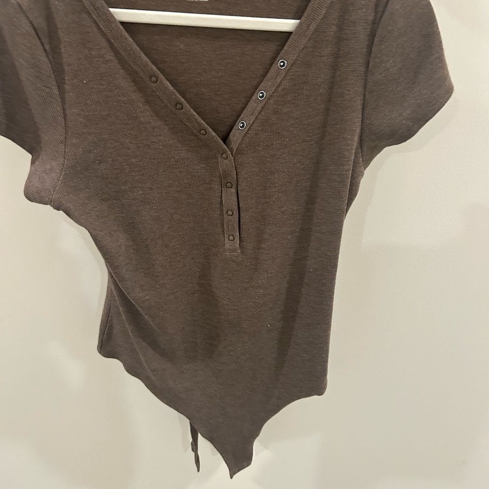 American Eagle Outfitters Brown V-Neck Bodysuit
